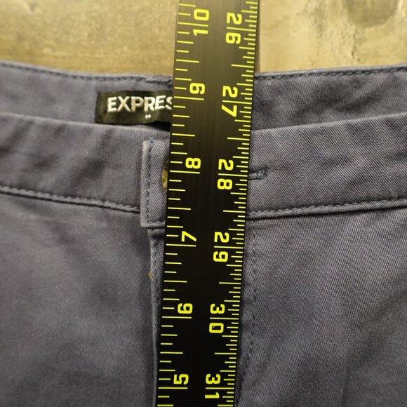 Express Shortie Low Rise Shorts Women’s 4 Slate Blue Casual Cotton Stretch 2” - Picture 6 of 10